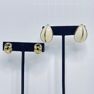 Two Pair of Napier Gold Tone Pierced Earrings (5626)